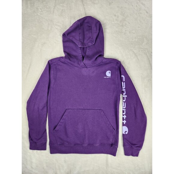 Carhartt Youth Hoodie Size XL 14 Purple Sweatshirt Pullover Girls Boys - Picture 1 of 16